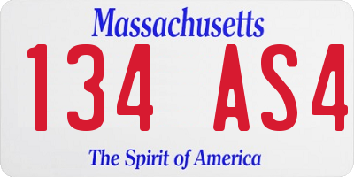 MA license plate 134AS4