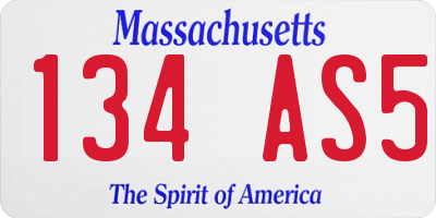 MA license plate 134AS5