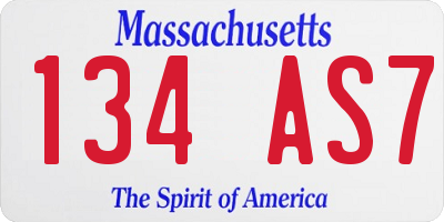 MA license plate 134AS7