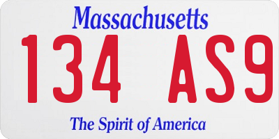 MA license plate 134AS9