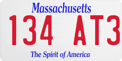 MA license plate 134AT3