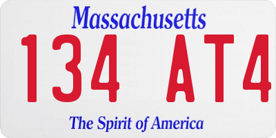 MA license plate 134AT4