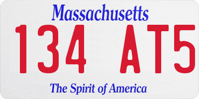 MA license plate 134AT5