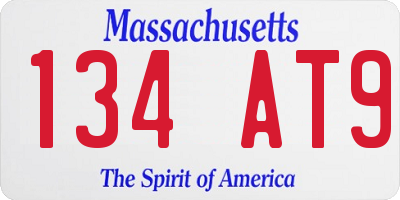 MA license plate 134AT9