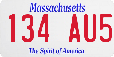 MA license plate 134AU5