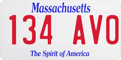 MA license plate 134AV0