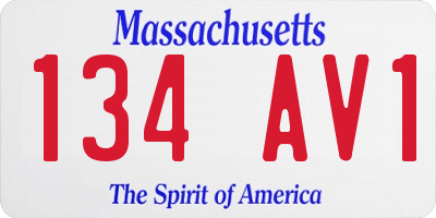MA license plate 134AV1