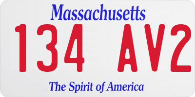 MA license plate 134AV2