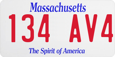 MA license plate 134AV4