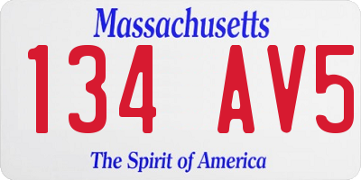 MA license plate 134AV5