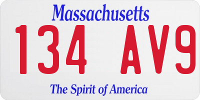 MA license plate 134AV9