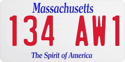 MA license plate 134AW1