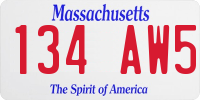MA license plate 134AW5