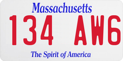 MA license plate 134AW6