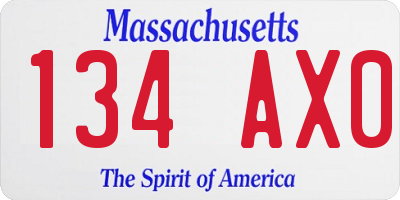 MA license plate 134AX0