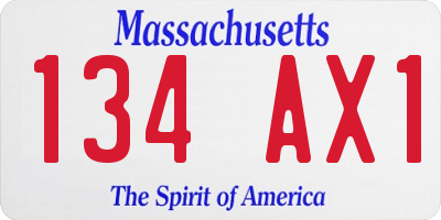MA license plate 134AX1
