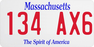 MA license plate 134AX6