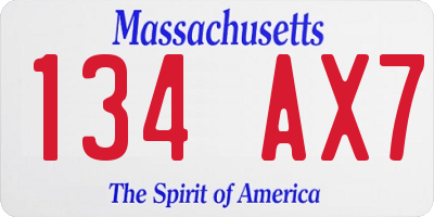 MA license plate 134AX7