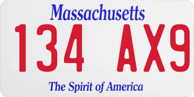 MA license plate 134AX9