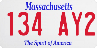 MA license plate 134AY2