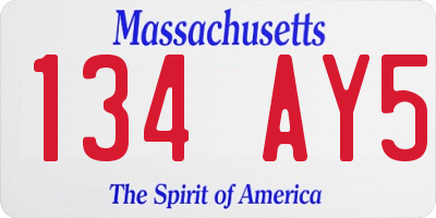 MA license plate 134AY5
