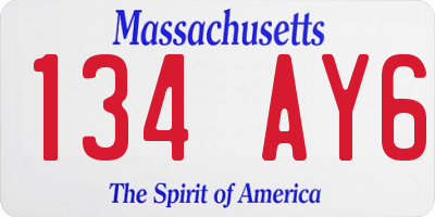 MA license plate 134AY6