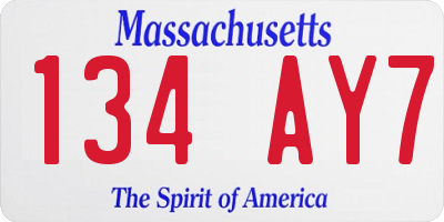MA license plate 134AY7