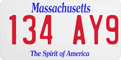 MA license plate 134AY9