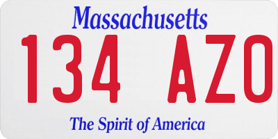 MA license plate 134AZ0