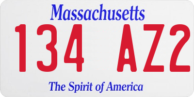 MA license plate 134AZ2