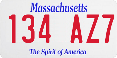 MA license plate 134AZ7