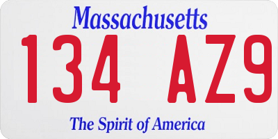 MA license plate 134AZ9