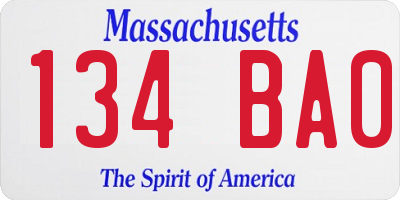 MA license plate 134BA0