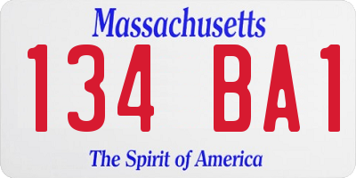 MA license plate 134BA1
