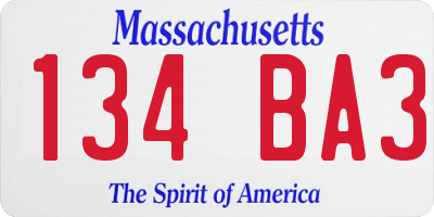 MA license plate 134BA3