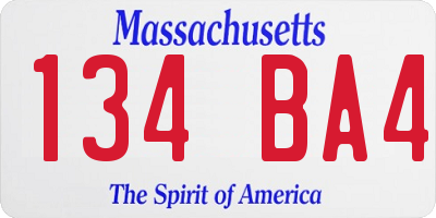 MA license plate 134BA4
