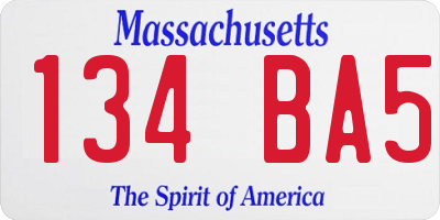 MA license plate 134BA5