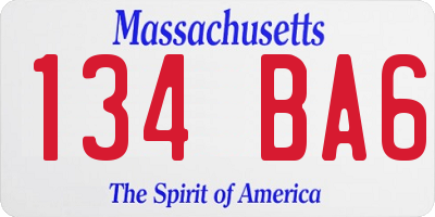 MA license plate 134BA6