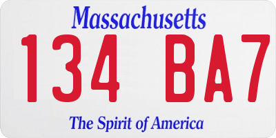 MA license plate 134BA7