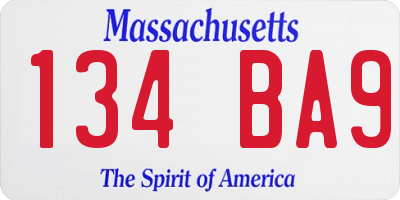 MA license plate 134BA9