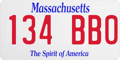 MA license plate 134BB0