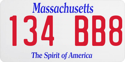 MA license plate 134BB8