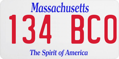 MA license plate 134BC0