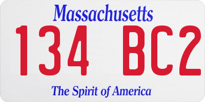 MA license plate 134BC2