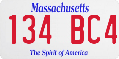 MA license plate 134BC4