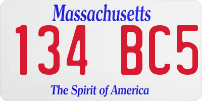 MA license plate 134BC5