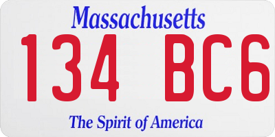 MA license plate 134BC6