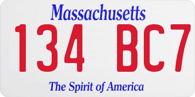 MA license plate 134BC7