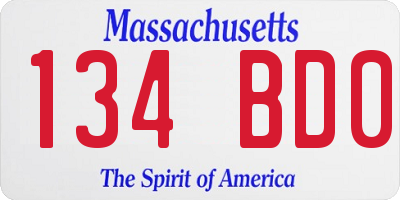 MA license plate 134BD0