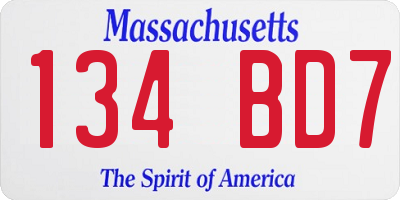 MA license plate 134BD7